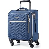 BAGSMART Underseat Carry On luggage Airline Approved, 16-inch Small Softside Underseater Travel Suitcase with Spinner Wheels Overnight Bag Small Rolling Carry-on for Women Men Weekender, Navy Blue