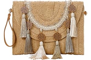 YYW Straw Handbag Straw Clutch Straw Shoulder Bag for Women Summer Beach Cruising Envelope Clutch Raffia Bag