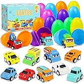 ISTOOLL 12PCS Pre Filled Easter Eggs Car Gifts for Kids with Pull-Back Cars Easter Basket Stuffers Easter Eggs Hunt Easter Party Favor Prize Classroom Rewards Toys for Boys Girls Teens