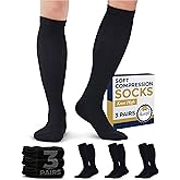 Pembrook Light Compression Socks for Men & Women - 3 Pairs | 8-15 mmhg Compression Dress Socks for Men | Support Socks