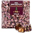 Dark Chocolate Candy with Caramel for Christmas - 1.5 Pound Approx 112 Pieces - Dark Chocolate Candy Filled with Creamy Caramel - Perfect Christmas Stocking Stuffer, Individually Wrapped for Candy Dishes, Deep Purple Gift Treats