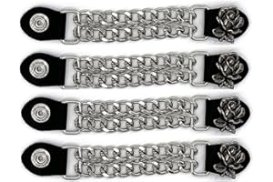 Mirthcos Motorcycle Vest Extenders for Men & Women - 4 PCS Leather Vest Extensions for Biker - Durable Double Chrome Chains