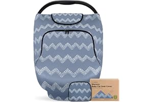 KEABABIES Baby Car Seat Cover for Boys, Girls - Breathable Infant Carseat Canopy for Winter, Rain, Universal Stretchy Fit Nursing Cover for Breastfeeding Newborns, Super Soft, Easy Access Zip Window (Indigo)