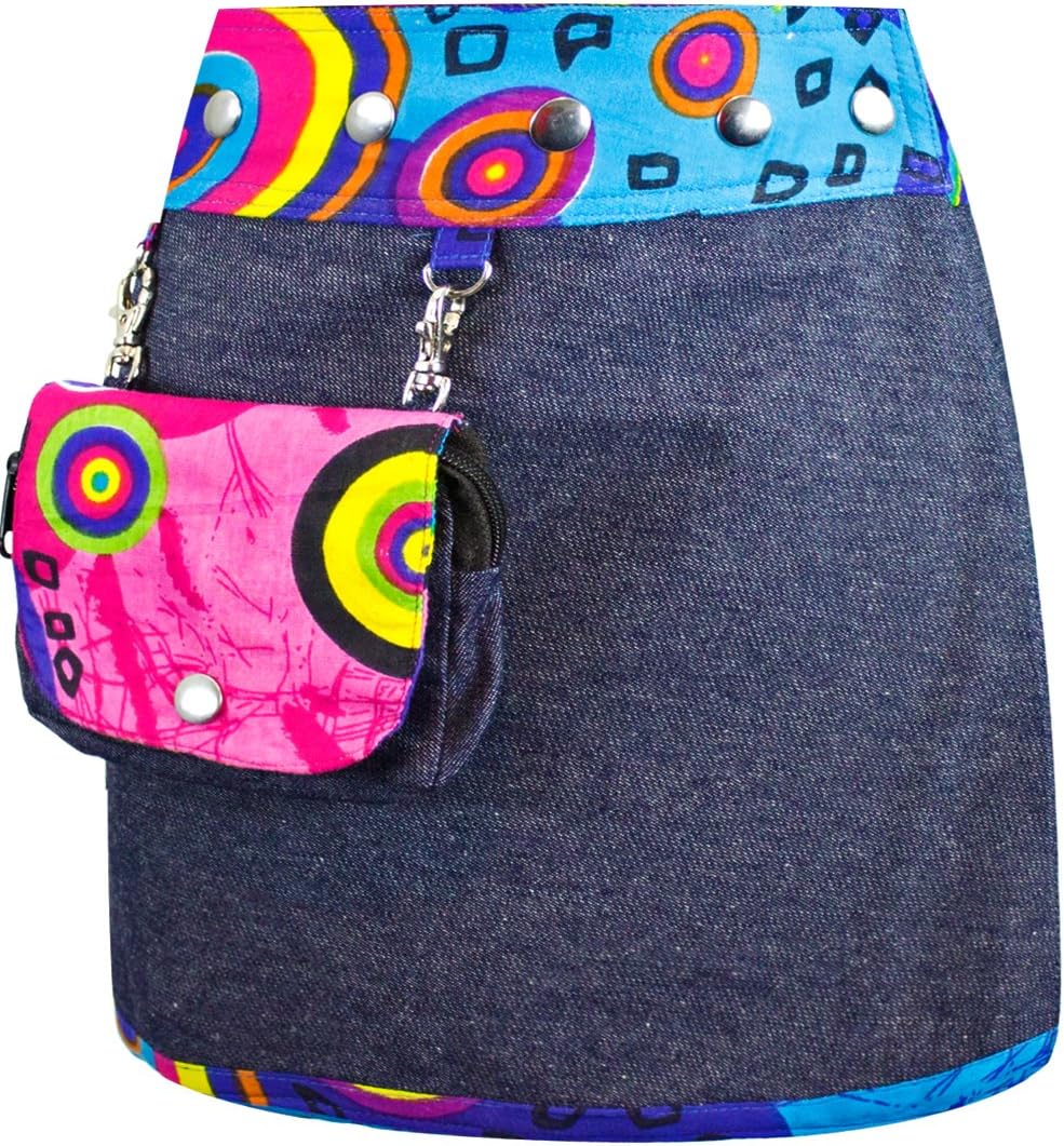 SUNSA kids skirt jeans skirt mini skirt wrap skirt reversible skirt summer skirt made of cotton ans jeans, 3 in 1, adjustable size with a free gift