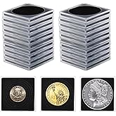 Coin Snap Holders, 20 Pcs Silver Dollar Coin Holders, Clear Coin Capsules Cases for Collectors with 5 Sizes Black Gasket 20/2