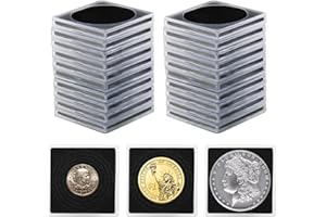 JWODO Coin Snap Holders, 20 Pcs Silver Dollar Coin Holders, Clear Coin Capsules Cases for Collectors with 5 Sizes Black Gasket 20/25/30/35/40mm, Plastic Storage Organizer Box for Coin Collection Supplies