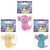 ORB Curiosities Mega Sparklee Squishy Axolotl Toy 3 Pack - Cute Axolotl Squishy Sparkling Sugar Ball Squishies to Squeeze - Fun Stress Ball Toys - Sensory and Fidget Axolotl Toys for Kids and Adults