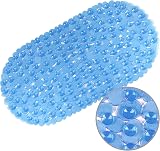 WELTRXE Bath Mat Non Slip Anti Mould 69 x 36 cm Blue Pebble PVC view 8