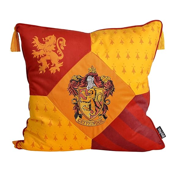 Elbenwald Harry Potter Kissen Gryffindor mit Quasten Deluxe 48x48cm rot gelb
