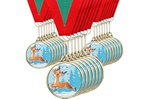 Cholemy 20 Pcs Christmas Trophies 2" Contest Award Christmas Medals Winter Holiday Contest Trophy for Winner First Place Participation Prizes Xmas Party Gift