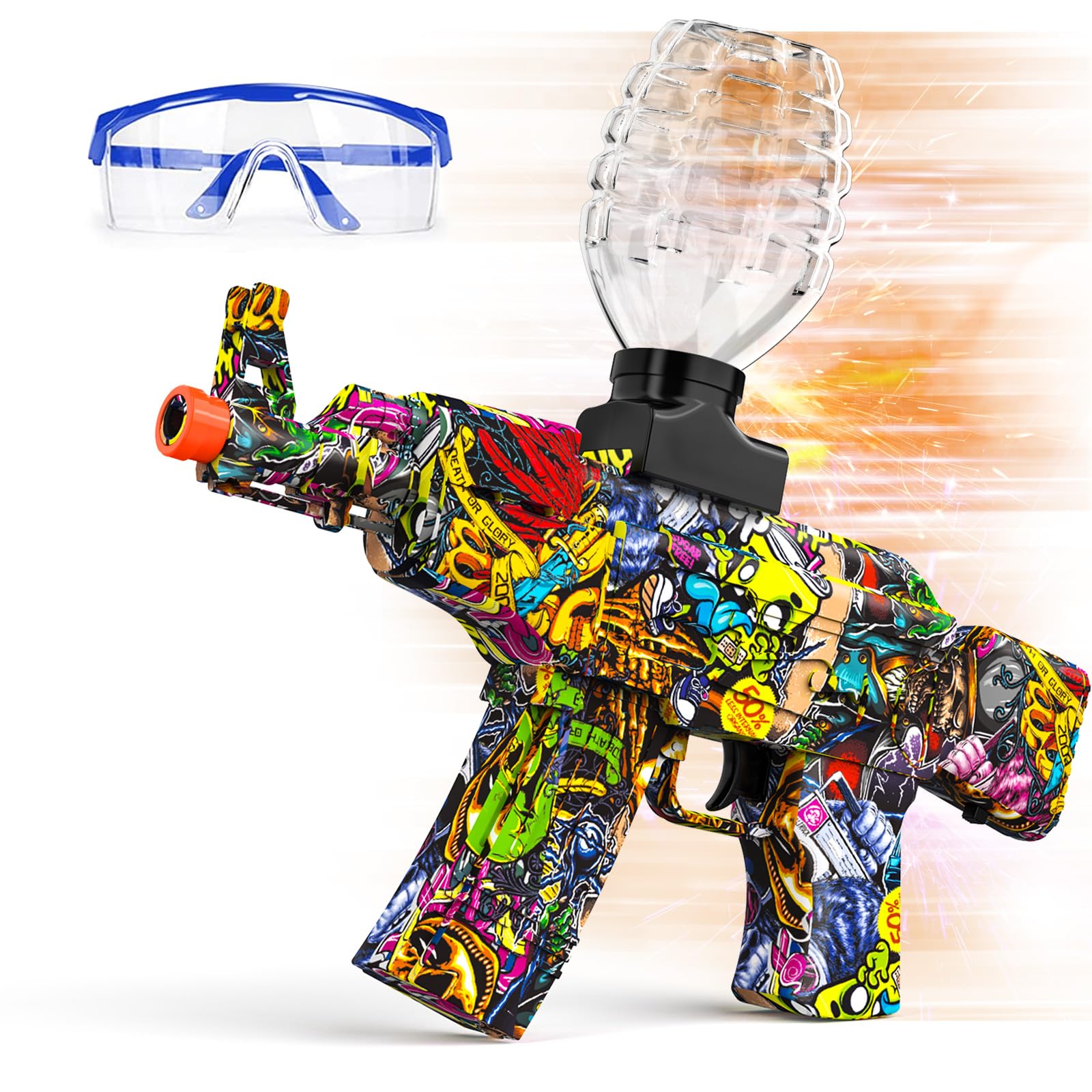 Photo 1 of **MISSING BATTERY** Anstoy Splat Gun Electric with Gel Ball Blaster AEG AKM-47 Splatter Ball Blaster for Outdoor Activities-Fighting Shooting Team Game Ages 14+(Halloween)