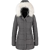 Chrisuno Women's Winter Warm Coats Puffer Jacket Long Drawstring Waterproof Snow Parka With Removable Faux Fur Trim Hood
