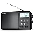 Raddy RF206 Digital AM FM Shortwave Radio Portable Radio Receiver, 8W Speaker, LCD Display, Support BT/TF Card/USB Playback, Battery Powered by AC/AA Batteries for Home, Gift