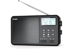 Raddy RF206 Digital AM FM Shortwave Radio Portable Radio Receiver, 8W Speaker, LCD Display, Support BT/TF Card/USB Playback, Battery Powered by AC/AA Batteries for Home, Gift
