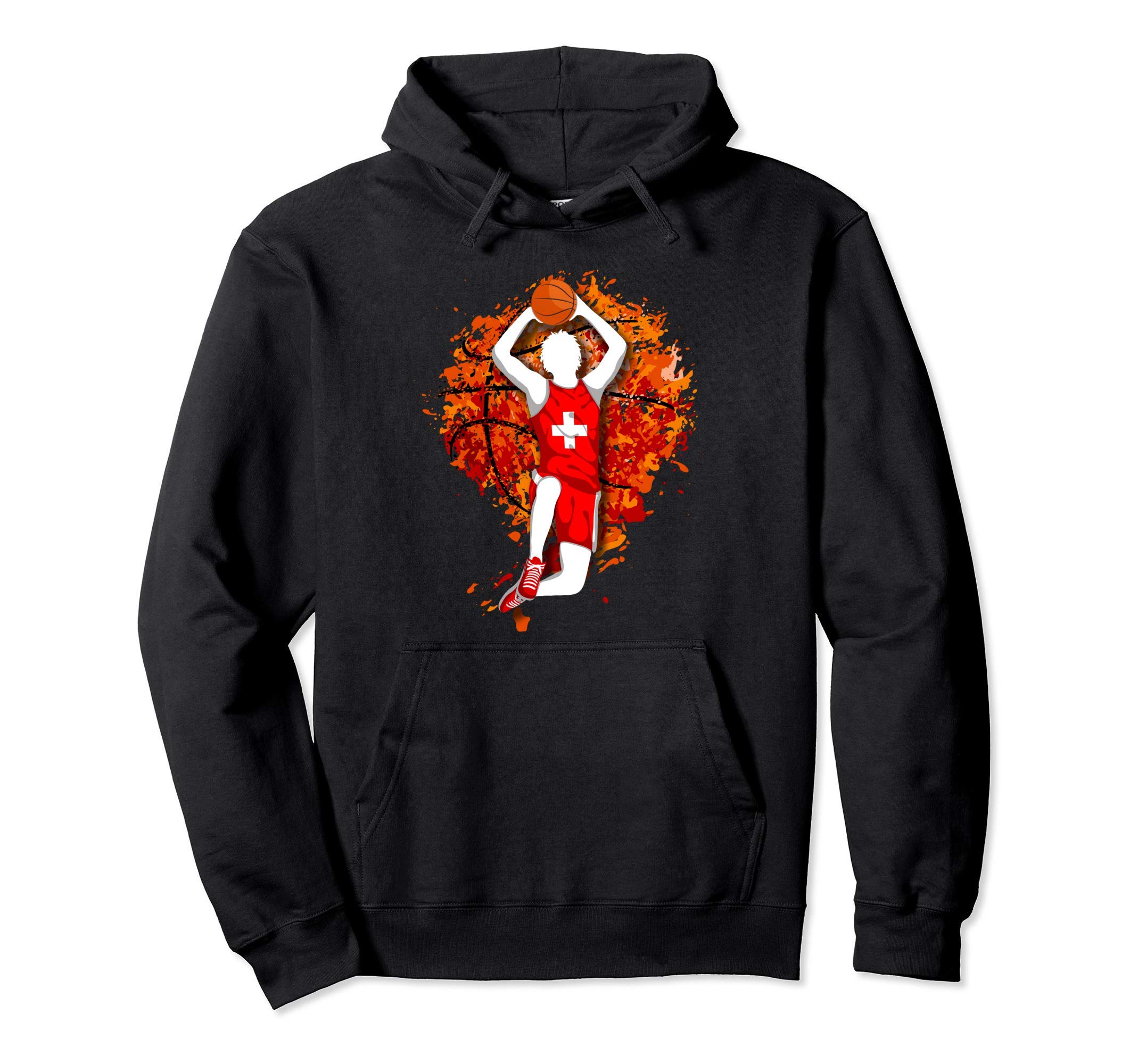 Switzerland Basketball Swiss National Flag Bball Slam Dunk Pullover Hoodie