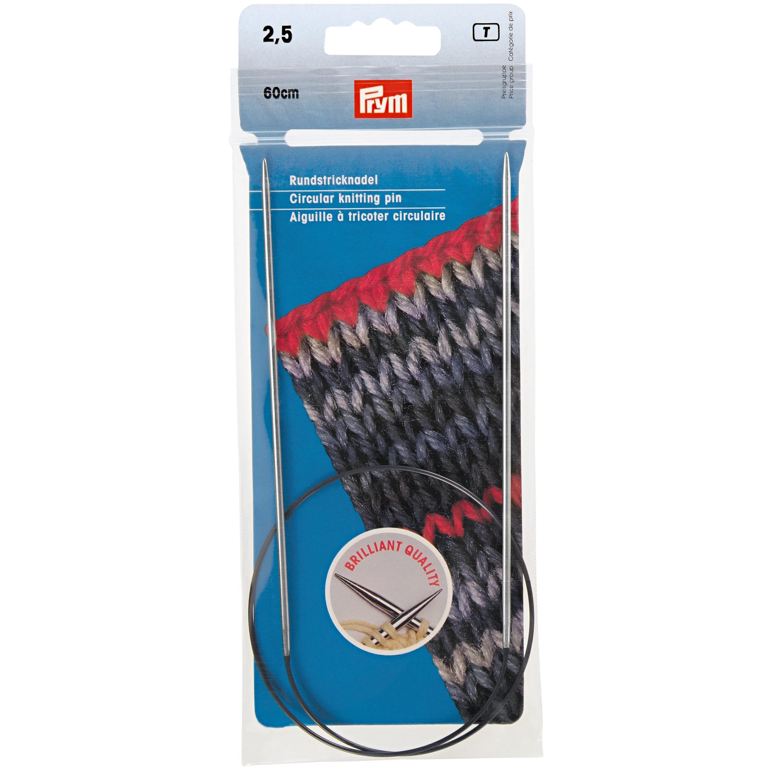 Circular Knitting pins Brass 60 cm 2.50 mm Silver col โ image 1