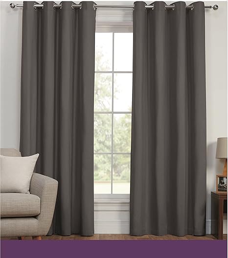 Sasa Craze Bedding Canvas Lined Eyelet Curtains 66x90 Grey