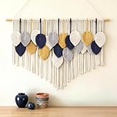 Tempospark Large Macrame Wall Hanging, 39" Wx29 L Boho Wall Hanging, Boho Chic Leaves Tassels Tapestry for Bedroom, Living Room, Dining Room, Nursery, Hallway, Balcony