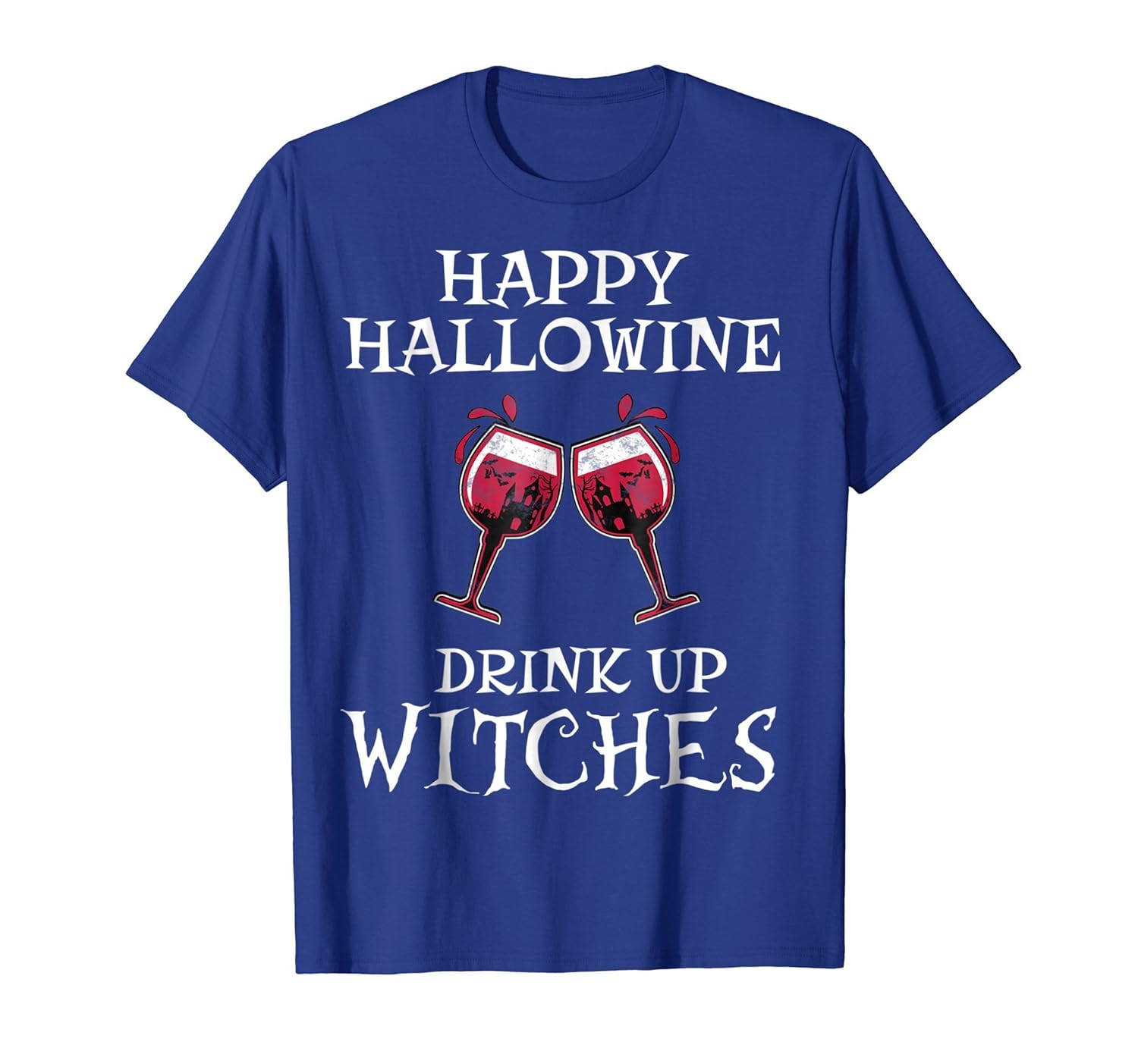 Funny Happy Hallowine Drink Up Witches Halloween T-Shirt-ANZ