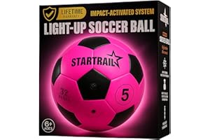 TOMLEON Glow in the Dark Soccer Ball | Sports Gift for Girls Ages 6-15 | LED Light-Up Ball with 3 Extra Batteries and Pump | Pre-Installed Batteries | Size 5 | Indoor & Outdoor Fun Gift for Kids & Teens 8-15