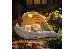Pet Dog Solar Garden Memorial Statue – Outdoor Resin Angel Puppy with Solar Light, Guardian Angel Dog Memorial Gift for Patio