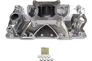 JGhyperX 52031 air-gap Intake Manifold Aluminum Single Plane Compatible with SBC Small Block Chevy 305 350 400 1955-1995 3000-7500 RPM Polishing