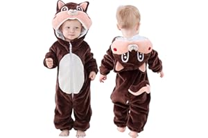 MICHLEY Unisex Baby Romper Winter and Autumn Flannel Jumpsuit Animal Cosplay Outfits