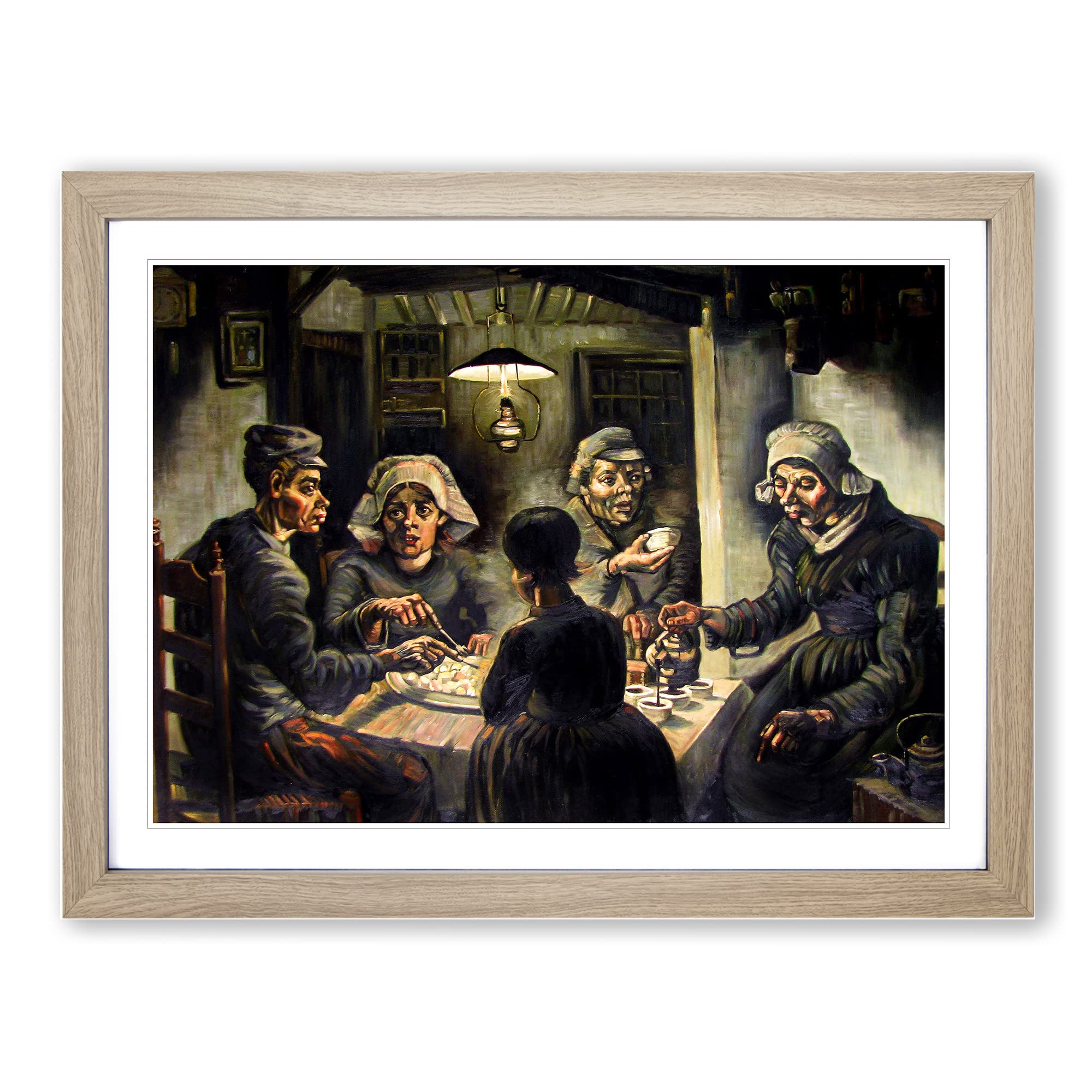 Vincent Van Gogh Potato Eaters Classic Painting Framed Print | A3 Oak Framed Wall Art | Ready to Hang | Classic Historical Picture | Living Room Bedroom Lounge Office