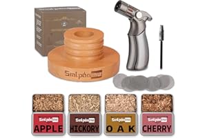 SMLPUAME Whiskey Smoker Kit with Torch, Old Fashioned Cocktail Bourbon Drink Smoker with 4 Flavors Wood Chips, Birthday Christmas Day Gifts for Husband, Men, Dad(No Butane)