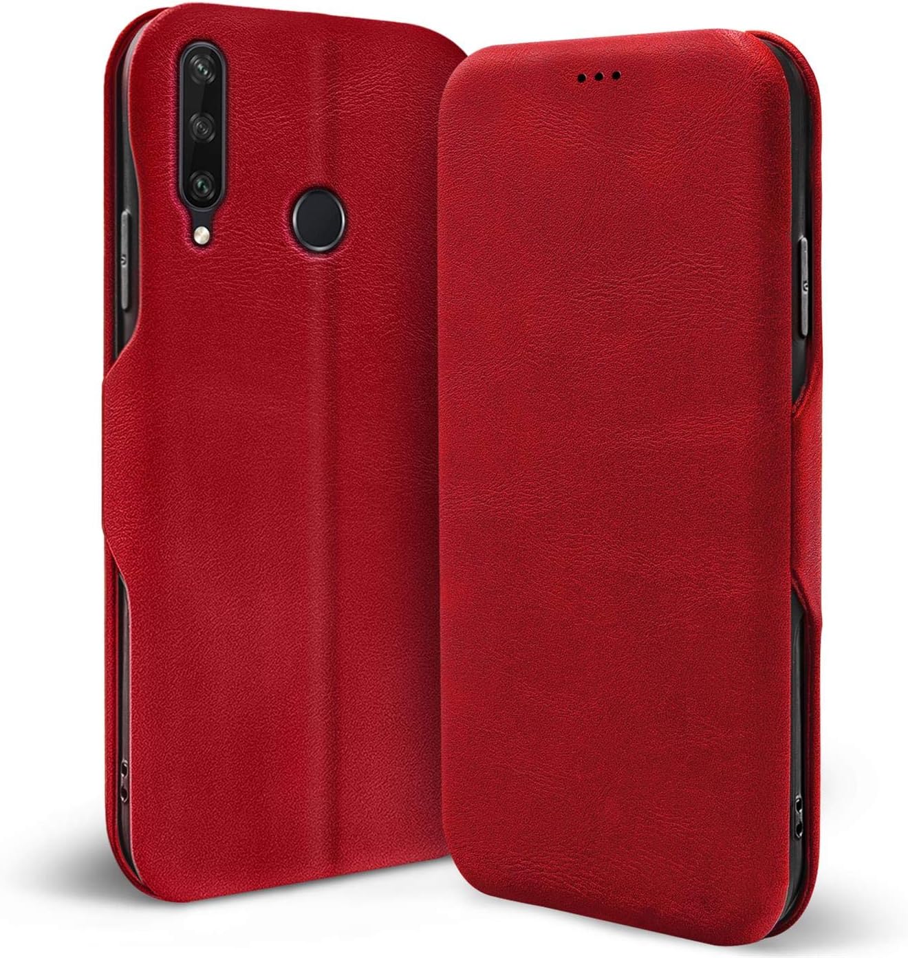 Verco Book Style for Huawei Y6p Case, Premium Magnetic Flip Cover for Huawei Y6p Wallet Case with Card Slot, Red - Image 3