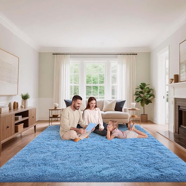 MHYUP BLUE AREA RUGS 9X12 LIVING ROOM BEDROOM,...