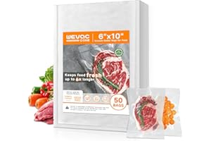 Wevac Vacuum Sealer Bags – 50 Count (6″×10″), Heavy-Duty BPA-Free Food Storage Bags, Puncture-Resistant, Freezer & Sous Vide Safe, Compatible with All Vacuum Sealers