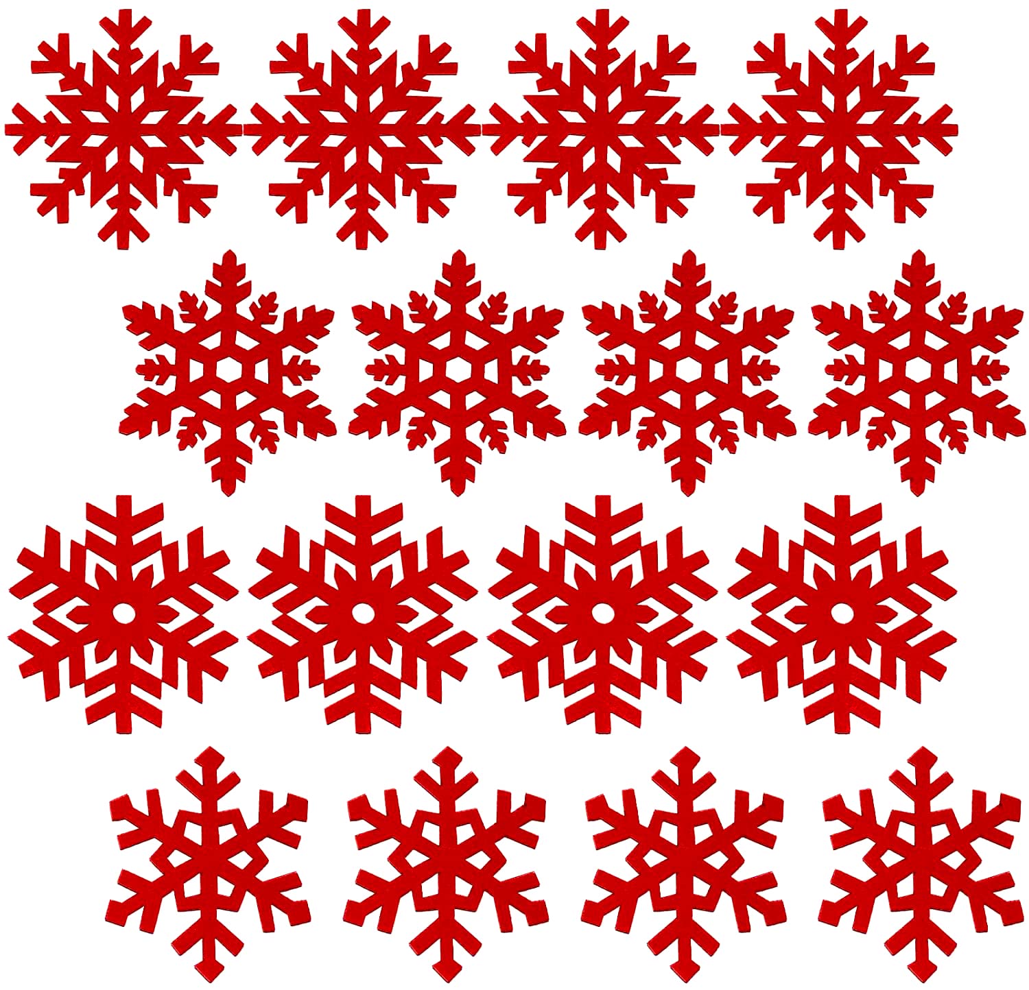 Whaline 16 Pack Christmas Coasters, Red Snowflake Design Cup Mats Wine Tea Coffee Mats Gift Box Decor for Christmas Party Winter Holiday Wedding Dinner Decoration (4 Styles)