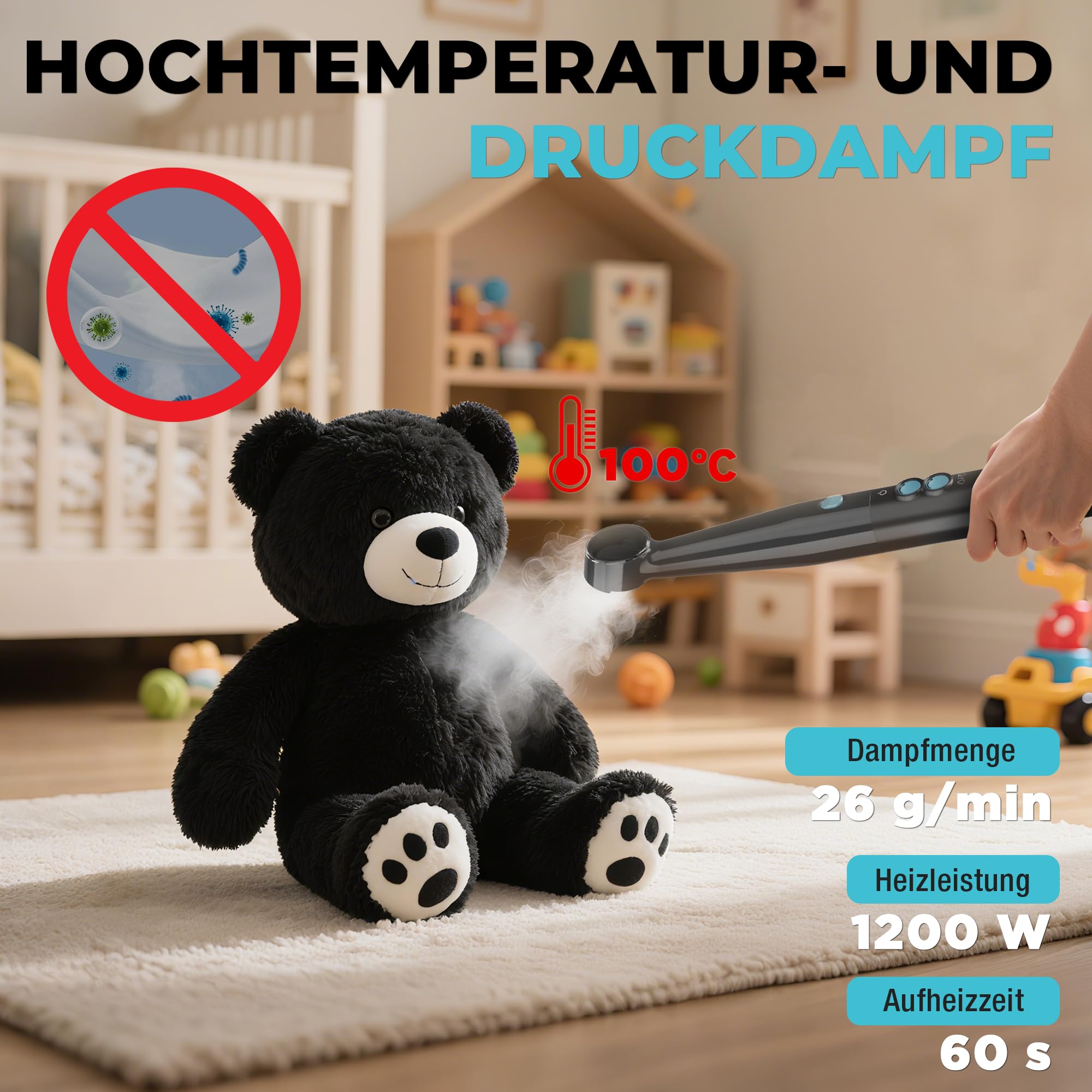 UMI Waschsauger, Dampfreiniger mit 14 kPa Saugkraft, Teppichreiniger mit 4 Reinigungsmodi, Polsterreiniger mit Hochtemperaturfunktion, Doppeltanksystem, Teppichreiniger mit Reinigungsmittel 6