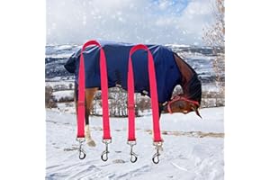 KABAHORZE Horse Blanket Sheet Leg Straps， Adjustable Horse Leg Replacement Straps，with Metal Double Swivel Snaps, Adjustable Length from 24 to 42 Inch (Two Side Snaps)，Pink 2 PCS