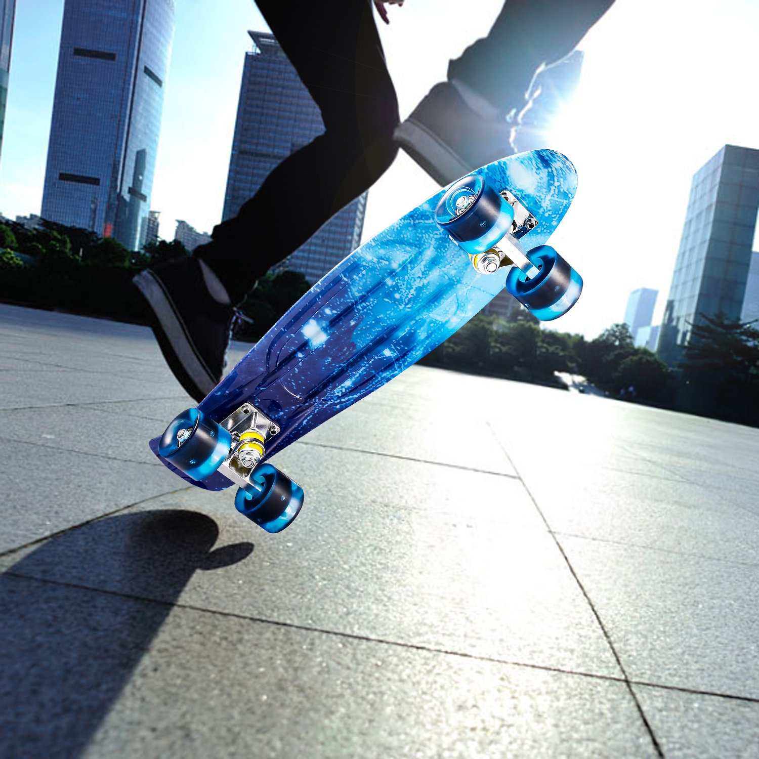 WeSkate Complete Mini Cruiser Skateboard 22 inch 2 inch Retro Plastic