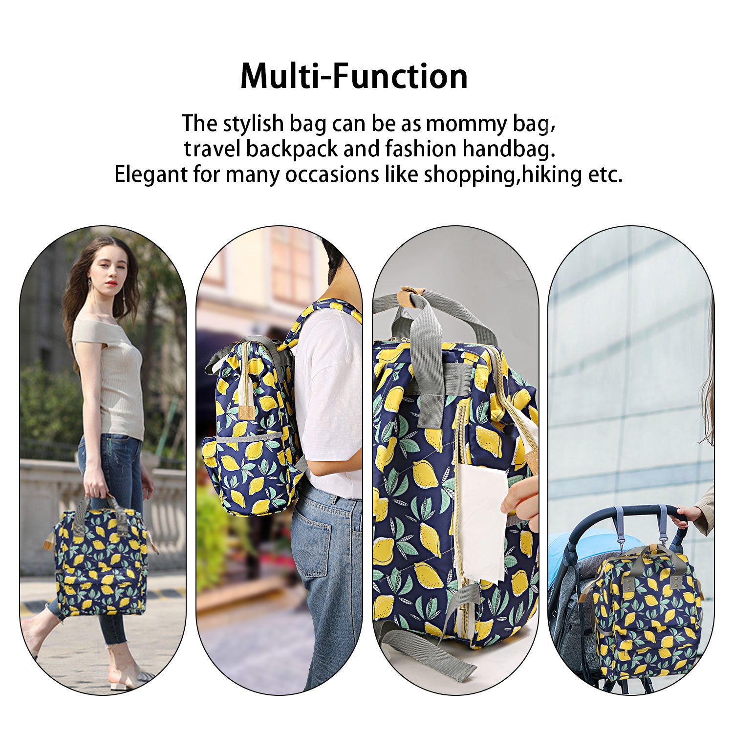 Diaper Bag Backpack, Cinsey Multi-Function Waterproof Travel Baby Bags with Insulated Pockets, Large Capacity, Stylish and Durable for Fashion Mom and Dad