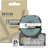 Epson LABELWORKS 224WMCPX Genuine PET (Polyester) Tape Cartridge - White on Matte Clear Designer Craft Label Maker Tape - 1" (24MM) Wide, 26'