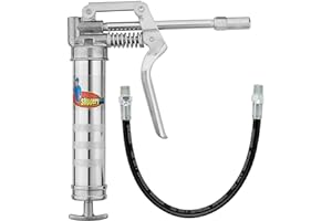 Slippery Pete Mini Pistol Grip Grease Gun. Heavy Duty Design for 3oz Cartridges. 12 inch Flexible Hose and 5 inch Rigid Extension Pipe