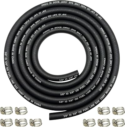 YGQ 10mm Fuel Line Hose 9mm ID Braided NBR SAE 30R7 2.4M 8Ft with Clamps