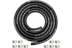 YGQ 2.4M 8 Feet 3/8 inch Fuel Line Hose Braided with 10 Clamps Braided Rubber Tubing for Automotives Boat Generators Automoti