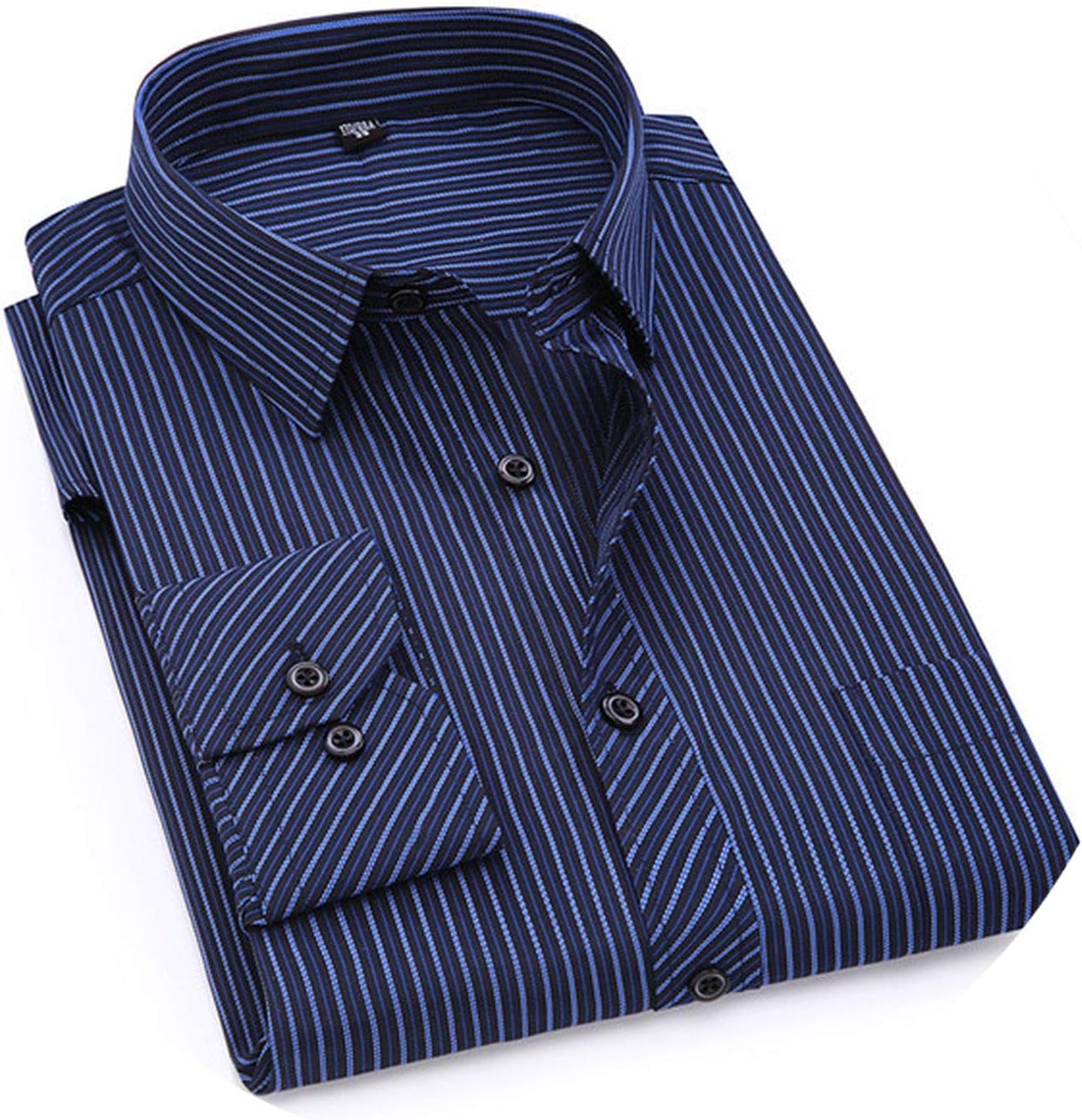 Men Business Casual Long Sleeved Shirt Classic Striped Male Social Dress Shirts Slim Fit