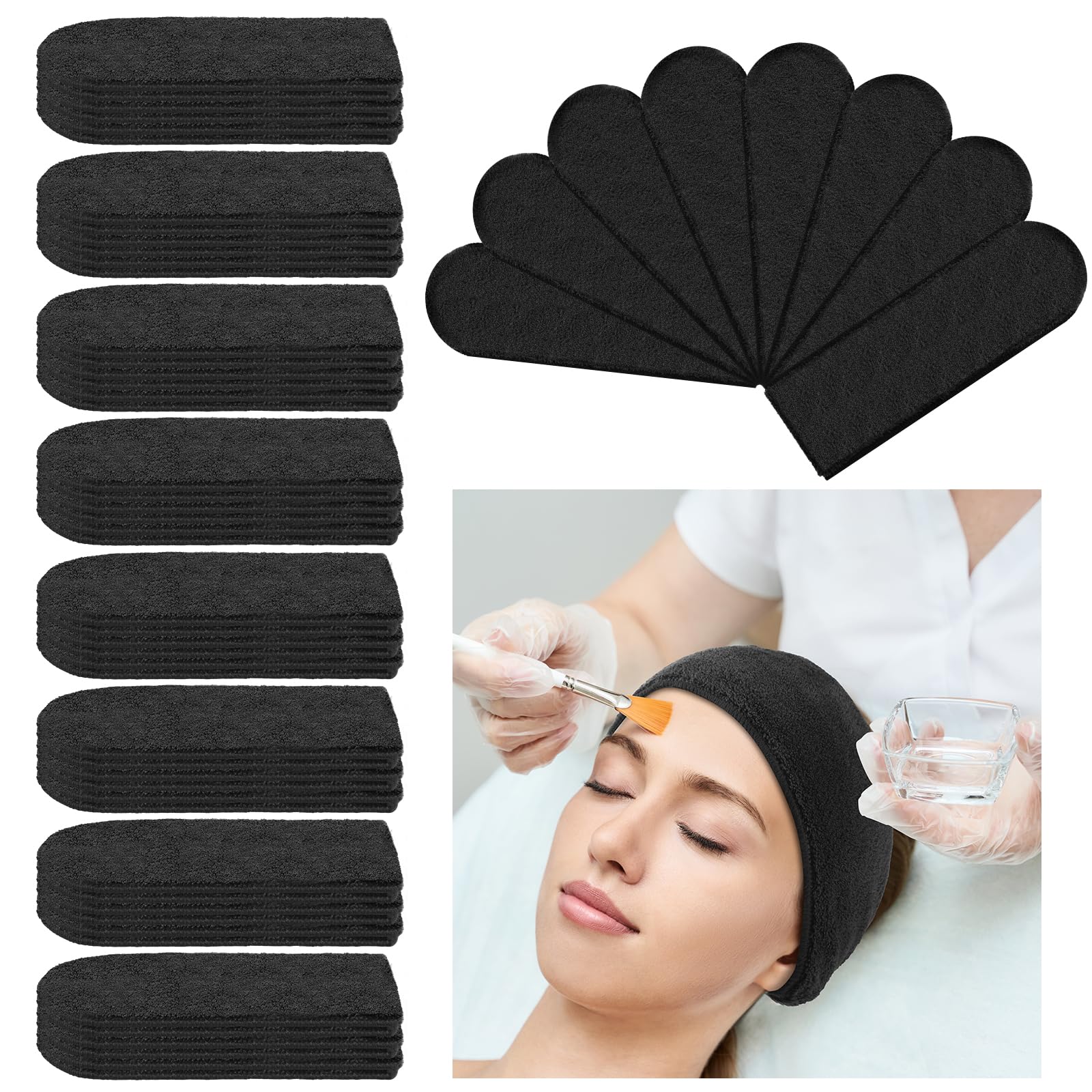 Photo 1 of **ONLY 20***Preboun 24 Pcs Microfiber Towels - Absorbent Spa Headbands for Women, Fast Drying Salon Towel Wraps for Hair Cutting and Shampoo (Black)