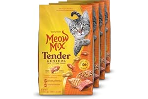 Meow Mix Tender Centers Salmon & White Meat Chicken Flavors Cat Food, 3 Pound (Pack of 4), Crunchy Outside Meaty Inside