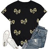 Camo Bow Shirts for Women Bow Print Short Sleeve Tee Camouflage Old Shirt Camo Coquette Tshirt