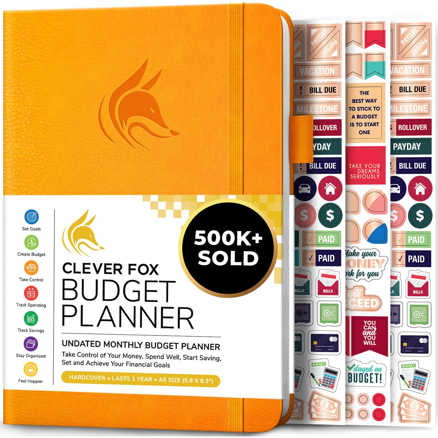 Clever Fox Budget Planner - Expense Tracker Notebook - Monthly Budgeting Organizer, Finance Logbook & Accounts Book, Bill Tracker, A5 (Yellow)