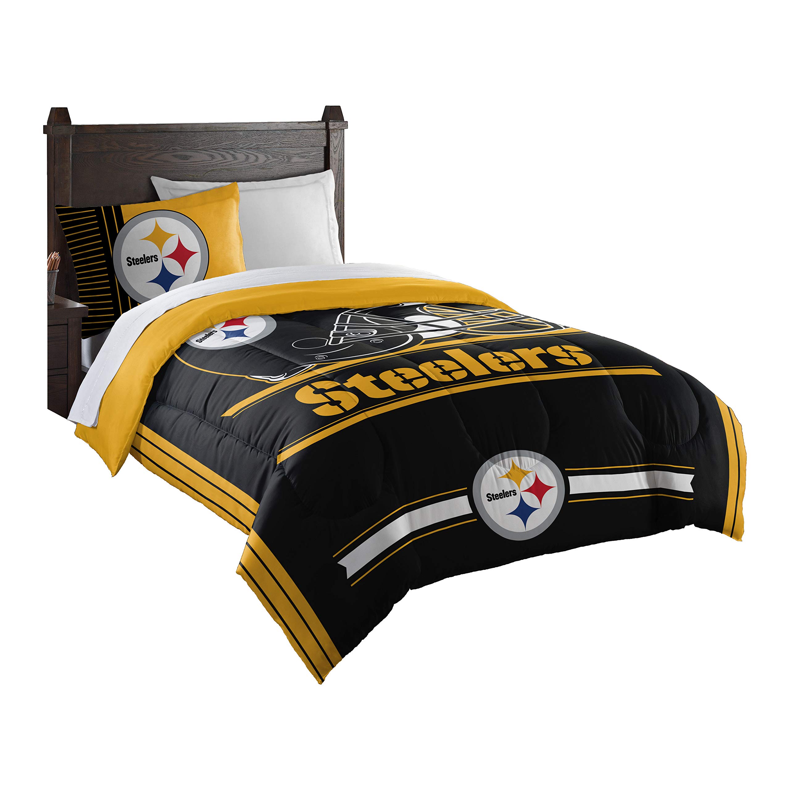 Officially Licensed NFL Pittsburgh Steelers "Safety" Twin Comforter and Sham Set, 64" x 86