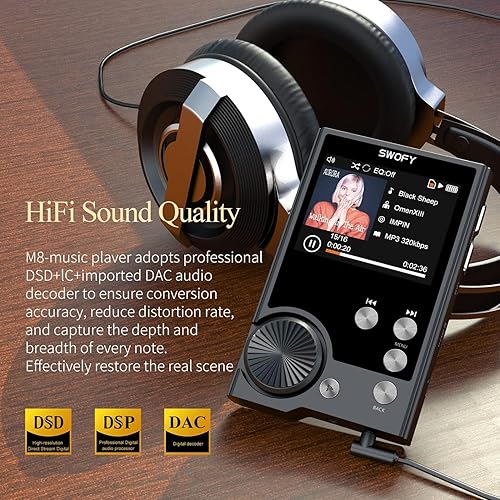 Lecteur Audio HiFi Sans Perte – Portable, Bluetooth 5.3, écran 2,4 Pouces, Gris