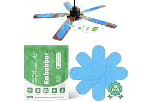 Enbabbor 15Pcs Ceiling Fan Air Purifier Filters, Made with Coconut Shell Carbon to Trap Dust, Odors & Allergens | Unscented, Universal Fit for All Fan Blades