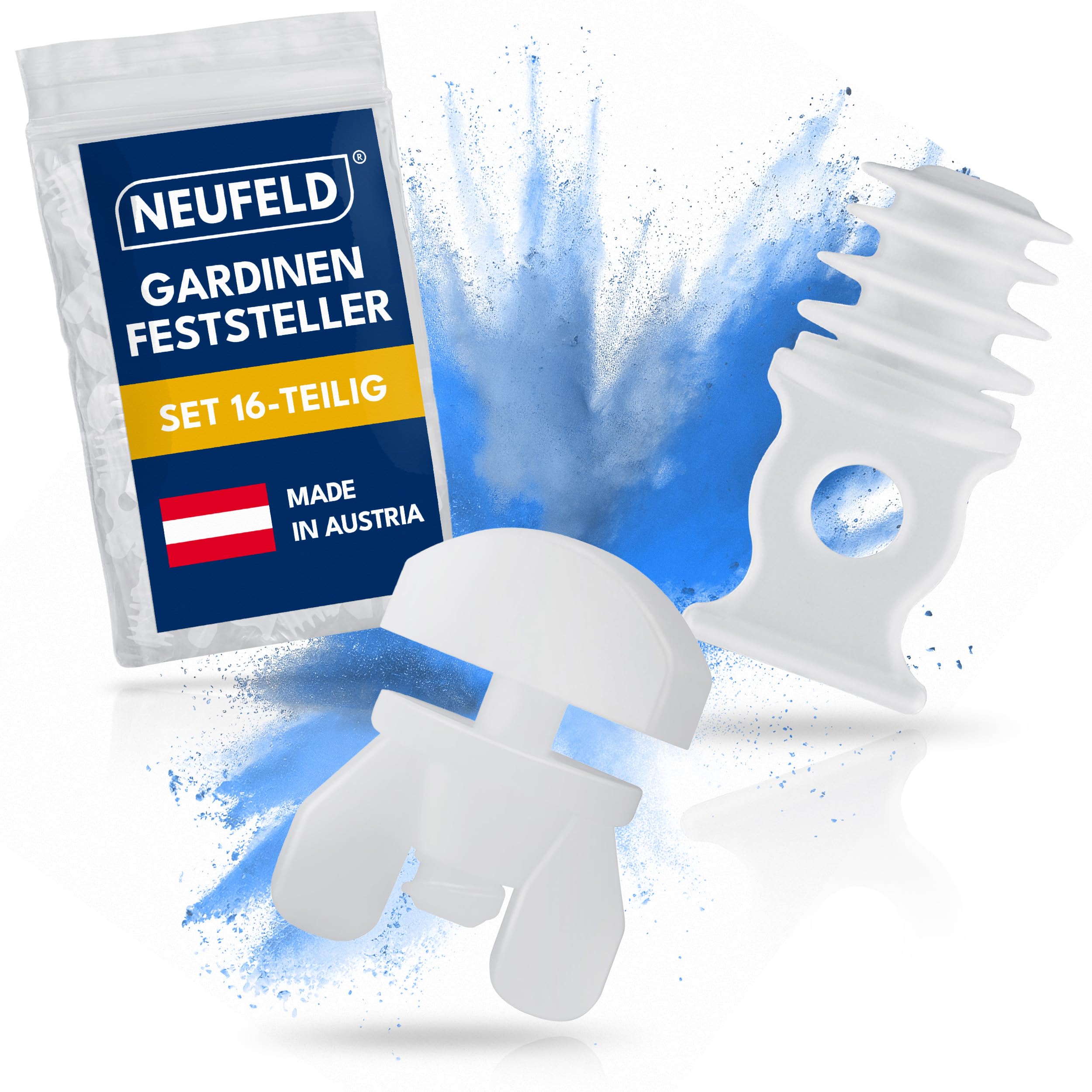 NEUFELD® Curtain Holder Stopper Set [16 Pieces] – Curtain Stops in Standard Size – Curtain Stops for Rails